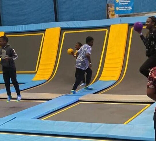Children playing at the Oxygen trampoline park.
