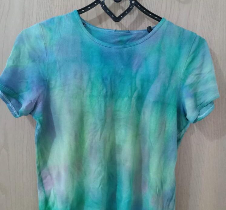 Blue and green tie dye top